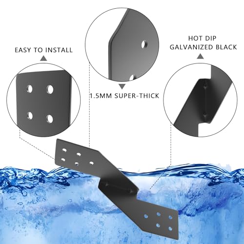 image for Oscorna (50pcs) 16-Gauge Thick Hurricane Straps, Black Powder-Coated R