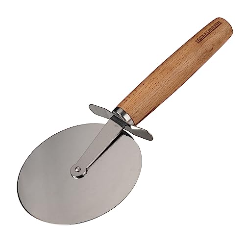 Fackelmann Cortador de Pizza XXL Fair 23cm, Cuchilla de Acero Inoxidable y Mango de Madera de Haya FSC, para Pizza y Pasta, Cortapizzas con Protector de Mano, 1 ud.