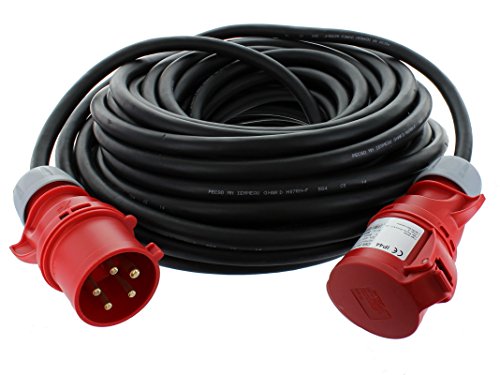 Alargador CEE 400 V, H07RN-F 5 G 4,0 mm², 32 A, 25 Metros, fuerza Cable de corriente, cable de goma