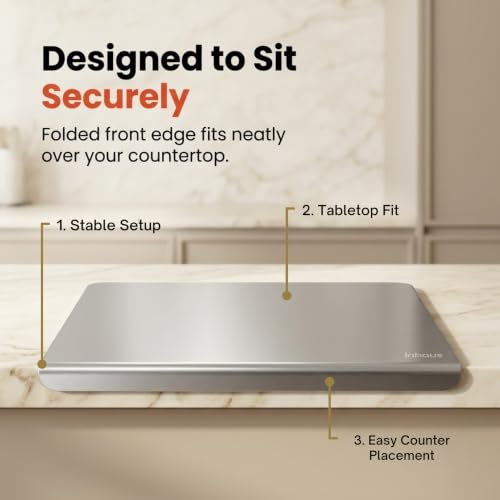 Image of Large Countertop Stainless Steel Chopping Board for Kitchen | Easy-Clean, Odor-Free Metal Cutting Board for Vegetables & Fruits | Durable Prep Board | 41 x 31 cm