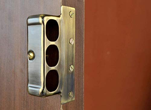 Image of Europa 8013AB Main Door Lock with Three Bolts; Common Reversible Latch Bolt for Inside /Outside Opening Doors. (AB) Antique Brass