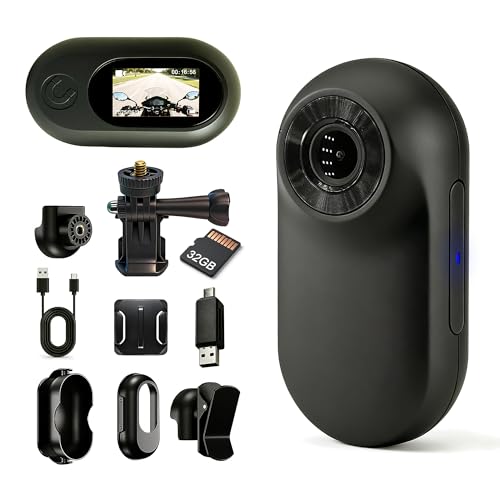 Frelisty Mini Body Camera with 32GB, Thumb Size Body Cam, Wearable Body Cameras with Audio and Video Recording, Hands-Free POV Camera & Portable Action Camera for Hiking, Fishing, Skiing(Black)