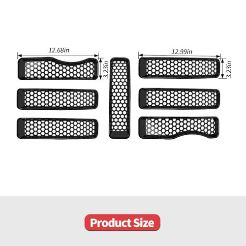 Image of 7PCS Mesh Grille Inserts Fit for Jeep Wrangler JL Sport /Sport S 2018-2024 (Gloss Black)
