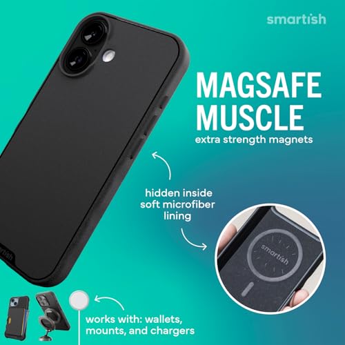 Image of Smartish iPhone 17 MagSafe Case + Screen Protector - Magnetic Slim Case - Protective Thin Grip Cover + 2-Pack Tempered Glass Screen Protectors for Apple iPhone 17 - Black Tie Affair
