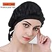 100% Mulberry Silk Night Sleeping Cap Bonnet Hats for Women, Chemo Caps Cancer Headwear Skull Cap,Very Silky & Comfortable Black