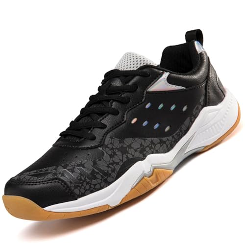 Ors iblah Zapatos de Bádminton Femeninos, Zapatillas Deportivas Planas Sin Deslizamiento de Voleibol Sin Deslizamiento, Zapatillas de Ejercicio Livianas y Cómodas,Black-42