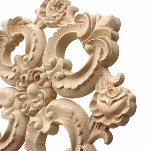 Apliques de madera tallada LVTFCO de 20cm con rosas decorativas para restaurar muebles vintage 4