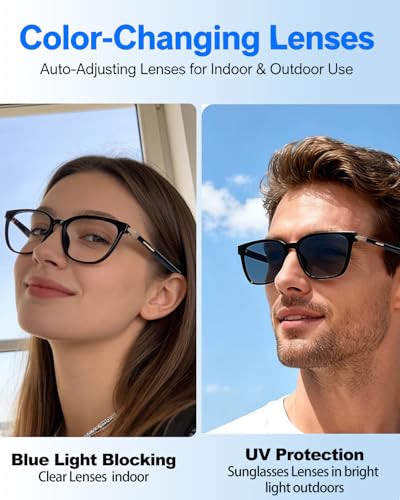 Image of Al Smart Glasses for Men Women with Real-Time Translation | Color-Change Lens, Music & Calls w /Bluetooth 5.4, Al Voice & Meeting Assistant, Lightweight & Comfortable, Thin Temples