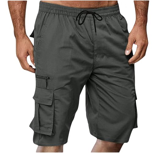 Short Cargo Homme Multi-Poches Souple et Pantalon Court Coton Confortable