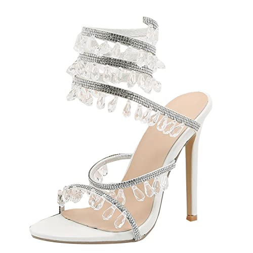 Sandales de mariage à strass et talon aiguille luxe pour cérémonie de prestige