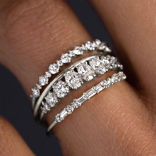 Otxas Dainty Silver Rings Set Size 6-10 Silver Wedding Band Women with Cubic Zirconia Fashion Stackable Rings Non Tarnish Wedding Jewelry2