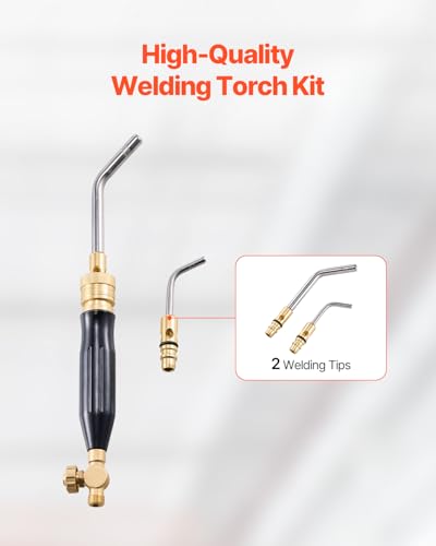 Image of VEVOR Air Acetylene Torch Kit, Acetylene Gas Welding Tool with 149'' Hose, 2 Welding Tips, CGA200 Regulator & Torch Handle, Gas Brazing Welder for Home DIY Industrial Sites (without Gas Cylinder)