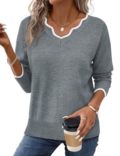 Pullover Sweaters for Women V Neck Cozy Fall...