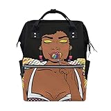 Sac à dos à langer pour femme afro-américaine avec cheveux afro - Grande capacité - Sac de voyage pour hôpital et maternité - Pour maman et papa, multicolore, taille unique