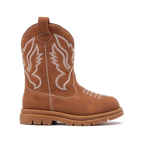 BMCiTYBM Toddler Cowboy Cowgirl Boots Boys Girls Western Round Toe Riding Mid Calf Booties for All Seasons（Toddler/Little Kid3