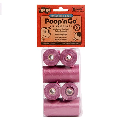 GOGO Poop 'n Go® Pink Dog Poop Bags, 8 Roll Pack (120 Durable Poop Bags, 9