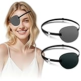 Nyosye Eye Patches for Women & Men, 3D Adjustable Eye Patch, Strabismus Lazy Eyepatch for Left or Right Eye, 2Pcs, grey41+Pitch Black