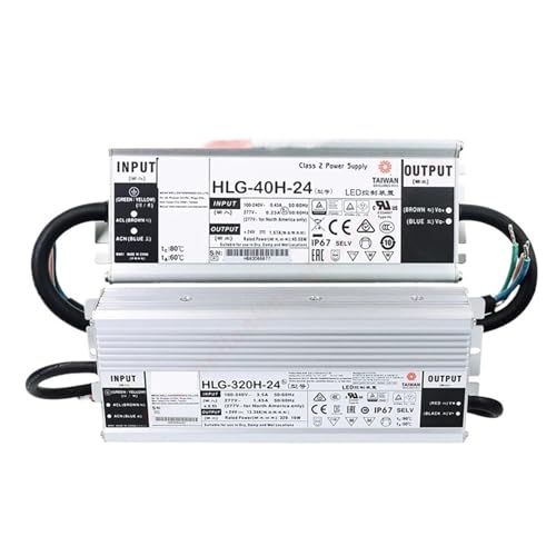 Driver LED regulable HLG-40H de 24V con alta protección térmica contra sobrecargas