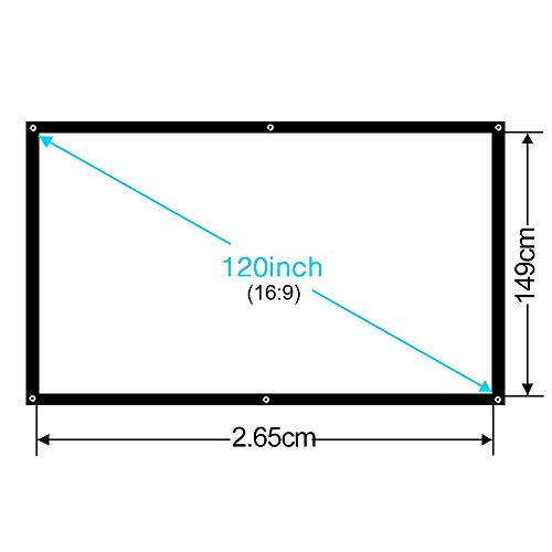 Pantalla de proyector portátil plegable ASWRTYJO 120 pulgadas 16:9 para cine en casa y uso exterior miniatura 5