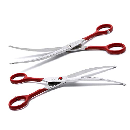Image of LovinPet Pet 7 inch Curved Scissor Right /Left-Handed Pet Round-Tip Grooming Stainless 6CR Steel Safety trimming shears for Dogs and Cats (Easy use Curved Scissor)