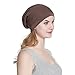 Alnorm Satin Lined Slouchy Cap Slouch Skullcap Fashion Sleeping Headwear Brown