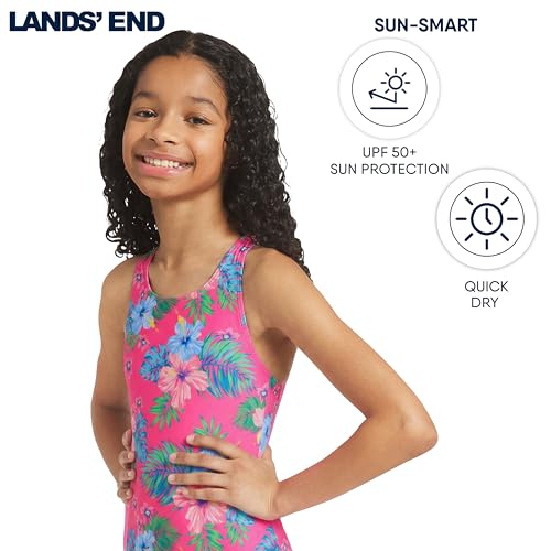 Image of Lands' End Girls' UPF 50+ Stretch Crisscross Back One Piece Swimsuit
