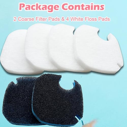 Image of Replacement Canister Filter Pads Compatible with AMOSIJOY 172 /225 /265GPH Aquarium External Filter, 4 White Floss and 2 Coarse Filter Pads for PONDFORSE 172 /225 /265GPH Canister Filter (6 Pack)