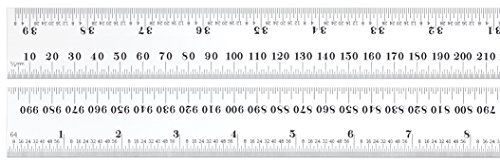 Starrett C636-1000 Spring Tempered Steel Rule With Millimeter And Inch Graduations, 1000mm Length, 32mm Width, 1.2mm Thickness