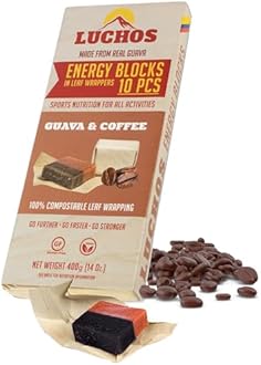 LUCHOS Energy Blocks - Guava & Coffee, 10 x 400 g | Colombian On-the-Go Sports Nutrition for Running, Cycling & Hiking | A Natural Alternative to Bars & Gels | Vegan, Gluten Free & Easy to Digest