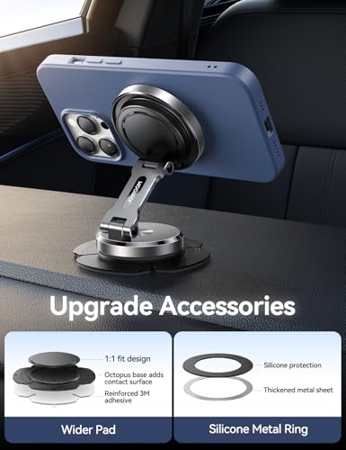 MagSafe Car Mount Charger with 360° Rotatable Charging Panel & Base, Silver - image 5