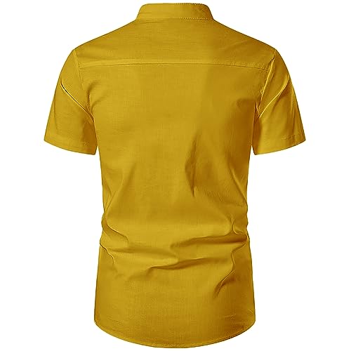 Image of Vida Loca Men's Cotton Linen Plain Stitched Half Sleeve Shirt