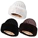 Bonuci 3 Pcs Winter Faux Fur Hat for Womens Trimmed Warm Fashion Hat Fluffy Soft Russian Hats Knit Stretch Cuffed Skull Cap