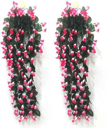 Nutts Artificial Creepers Hanging Flower Rose Artificial Flower with Pot (34 inch, Pack of 2) (Light Pink) (B0CBKTGZ47) Amazon Price History, Amazon Price Tracker