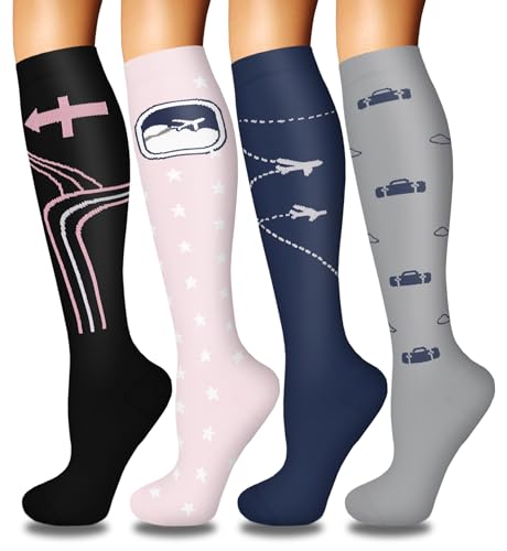 Image of Iseasoo 4 Pairs Compression Socks for Women Circulation-Best Support for Nurses,Running,Athletic,Travel