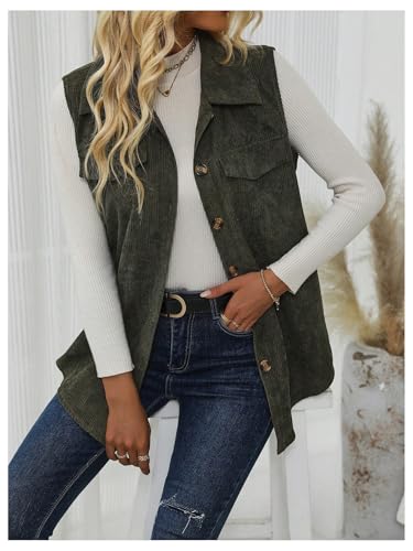 WDIRARA Women's Button Down Sleeveless Corduroy Jacket Vest Waistcoat Outerwear3