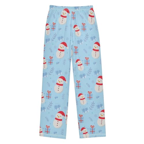 Boys' Pants Christmas Snowman Gift Long Bottoms Jogger Pants Elastic Waist Trousers with Pockets S-XL