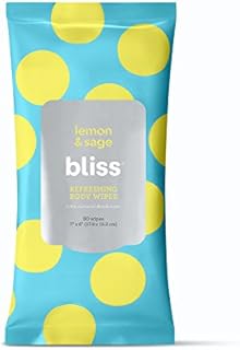 Bliss - Lemon & Sage Refreshing Body Wipes | Plant-Based, Aluminum Free, Natural Deodorant Wipes | All Skin Types | Gym & Travel Wipes for Easy Cleansing | Vegan | Cruelty Free | Paraben Free | 30 ct.