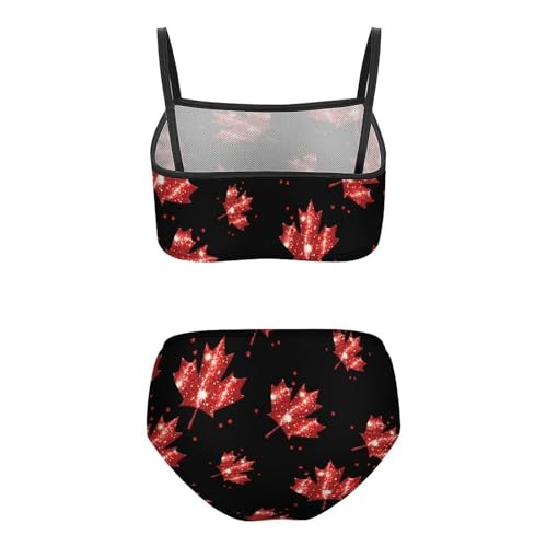 Canadian Flag Girls Swimsuits Two Piece Bikini Sets Beach Sport Swimwear Bathing Suit2