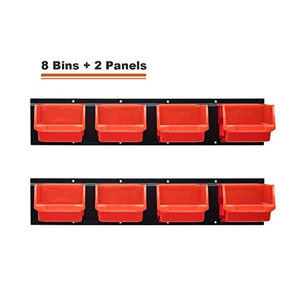 Wallmaster 8Bin Storage Bins Garage Rack System 2Tier Orange Tool