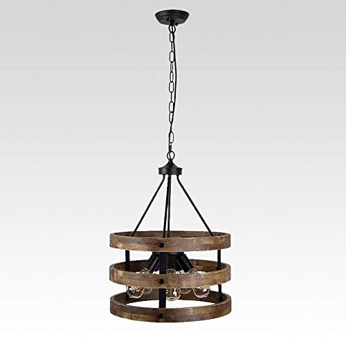 Lustre à LED suspendu en bois de style industriel rétro chic - 2