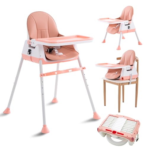 3-in-1 Baby High Chair: Adjustable Convertible Feeding Chair, Portable Booster Seat for Babies and...