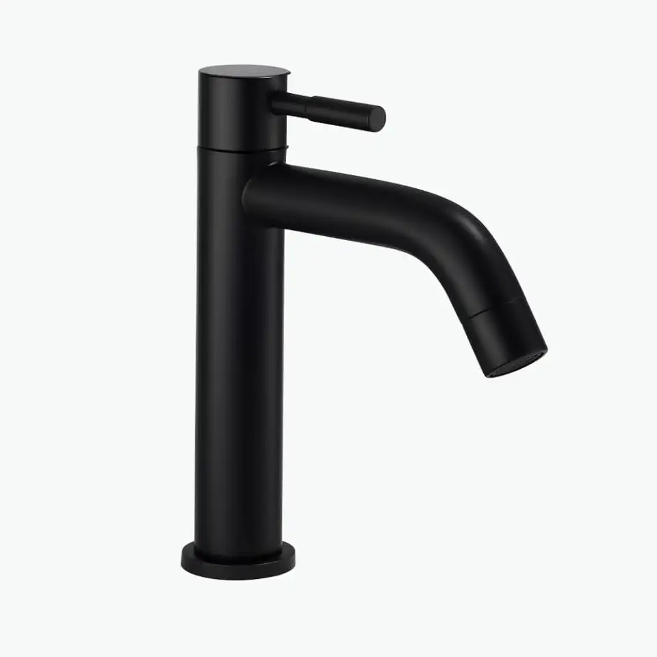 Torneira Preta para Banheiro Lavatório Lavabo Inox 304 Bica Alta Monocomando Design Moderno Acabamento Fosco Resistente Instalação Fácil Elegante Decoração Premium Durável