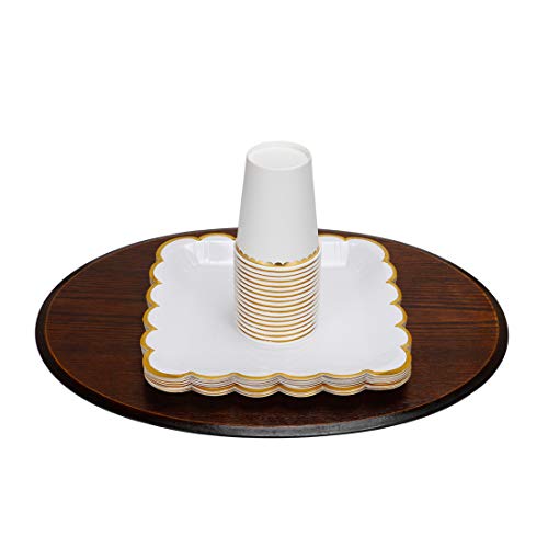 Geeklife White Paper Cups With Sparkly Gold Foil Dots,Disposable Gold Paper Cups 9Oz,40 Pcs #TOP6