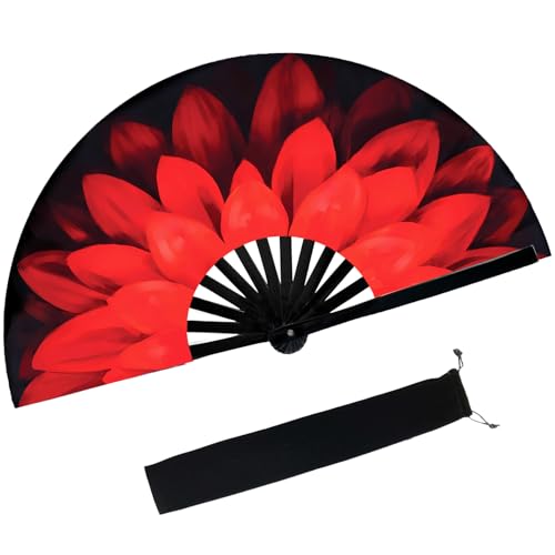 dmjuncong 13" Hand Fan Foldable Rave Fans, Paper Folding Fans