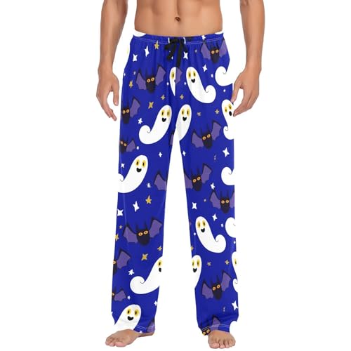 Spirits and Bats Men's Cotton Pajama Pants with Pockets and Drawstring Comfortable and Stylish,S2
