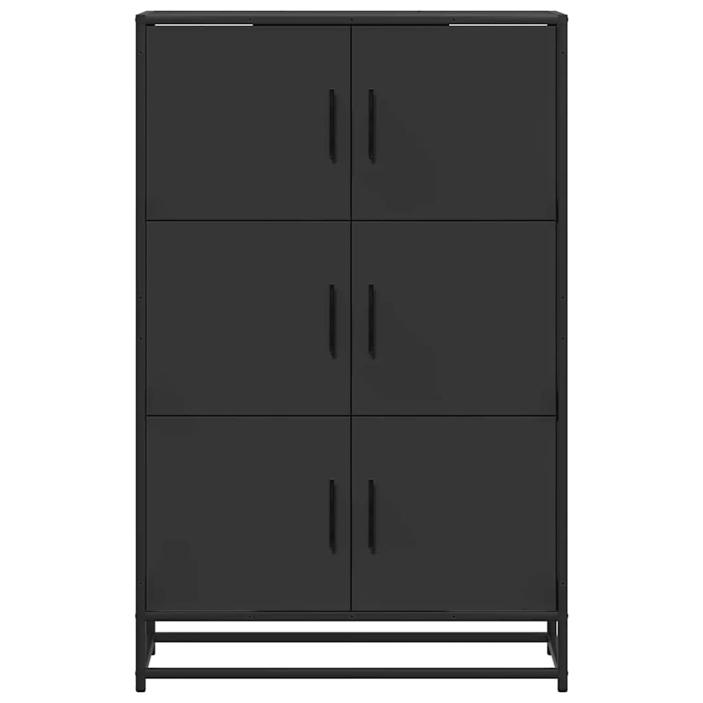 Highboard nero, 68 x 35 x 106,5 cm, in legno e metallo, moderna credenza con 3 scomparti, robusta cassettiera per corridoio, soggiorno, ufficio