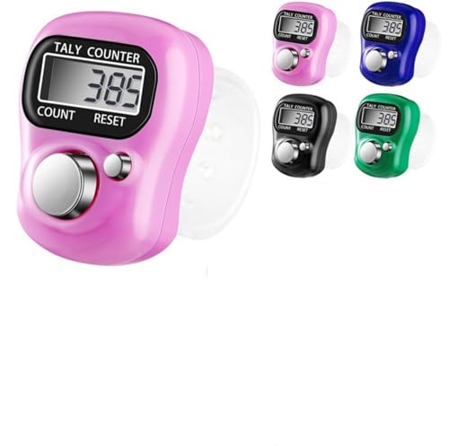 Digital Finger Ring Tally Counter LCD Electronic Digital Display Colorful Tasbeeh Counter Convenient Handheld Counter for Goods Counting Tracking Recording Golf Lap & Knitting (1Pcs)