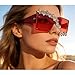 mincl/Oversized Shield Sunglasses Woman 2019 Fashion Luxury Shades UV400 Vintage Flat Top Futuristic Sunglasses (Rhinestone&red)