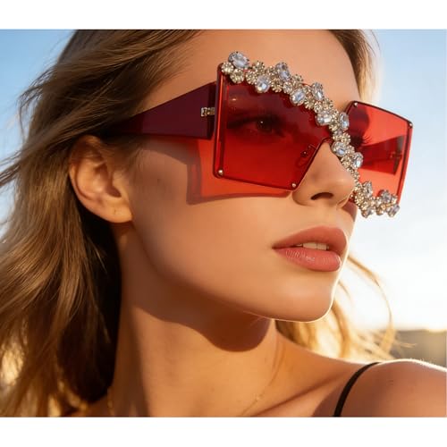 Image of mincl /Oversized Shield Sunglasses Woman 2019 Fashion Luxury Shades UV400 Vintage Flat Top Futuristic Sunglasses