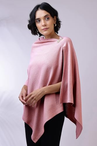 Image of Zelena Cotton Bamboo Blend Premium Nursing Cover for Breastfeeding | Breastfeeding Cover for Mothers | Feeding Shawl for Mother | Breathable Nursing Covers | Poncho for Mom(Light Pink)